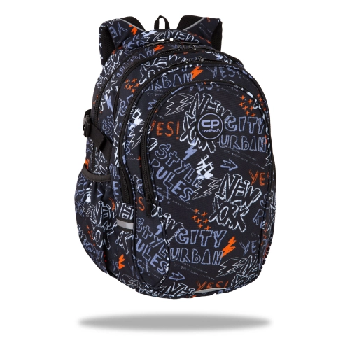 Ученическа раница с надписи, черна COOLPACK PAT60460