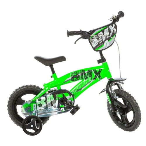 Детско зелено колело с помощни колела BMX 12“ Green PAT61124