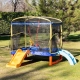 Детски син голям батут с пързалка и люлка Playground (200см)  - 1