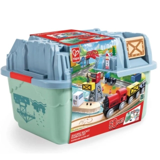 Детски железопътен комплект Пристанище 51 части