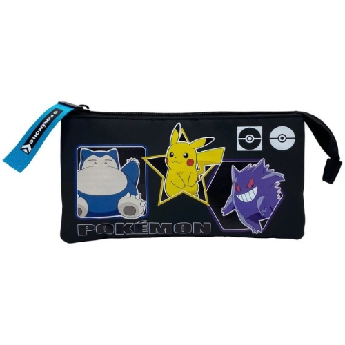 Детски черен ученически несесер с три отделения Pokemon Geo PAT61394