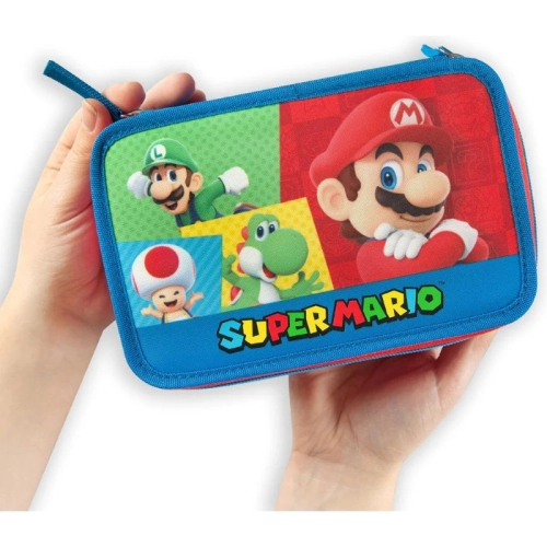 Детски ученически несесер с 3 отделения Super Mario Red/Blue PAT61816