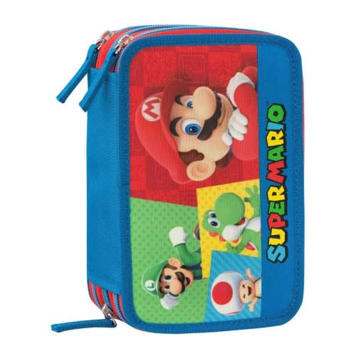 Детски ученически несесер с 3 отделения Super Mario Red/Blue PAT61816