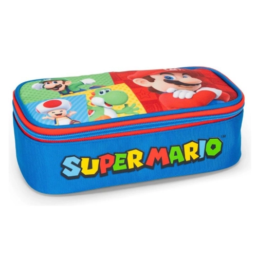 Празен ученически детски овален несесер Super Mario Red/Blue PAT61817
