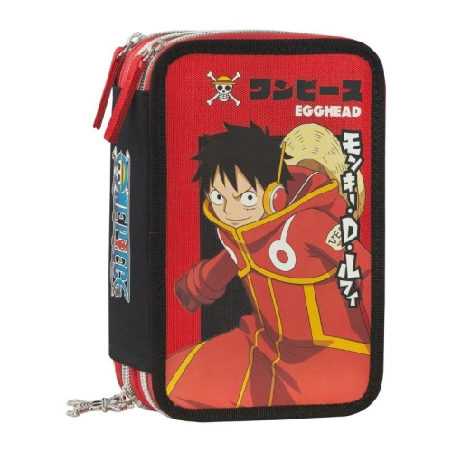 Детски пълен ученически несесер с 3 отделения One Piece Red PAT61825