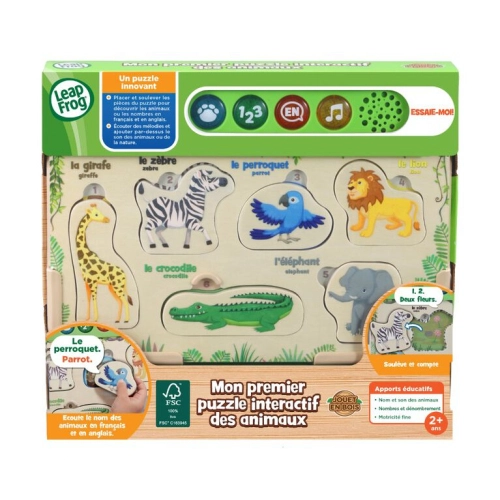 Детски интерактивен дървен пъзел с животни Leap Frog PAT62861