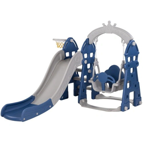 Детска синя пързалка 3 в 1 С люлка и кош за топка PAT63134