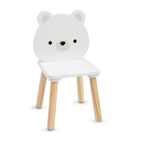 Комплект детска бяла дървена маса с 2 стола White Bears PAT63728