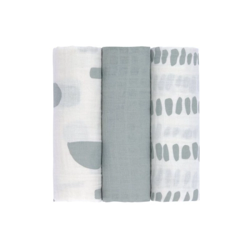 Комплект бебешки пелени Swaddle & Burp Strokes silver grey PAT63738