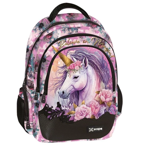 Ученическа детска раница с анатомичен гръб Xscape Unicorn PAT63959