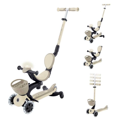 Детска бежова тротинетка 5в1 Baby Learn 360° Flash Lights PAT64132