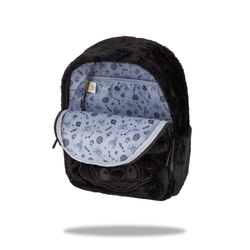 Детска черна пухкава раница за градина Stitch Fluffy Black PAT64202
