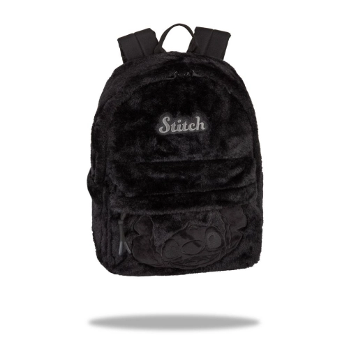 Детска черна пухкава раница за градина Stitch Fluffy Black PAT64202
