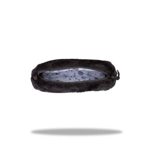 Ученически детски объл пухкав несесер Stitch Fluffy Black PAT64203