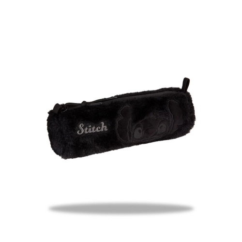 Ученически детски объл пухкав несесер Stitch Fluffy Black PAT64203