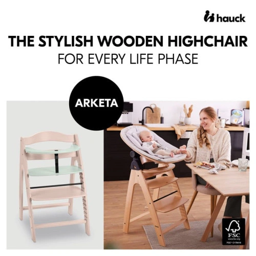 Дървен детски стол за хранене Arketa Beech Mint PAT65150