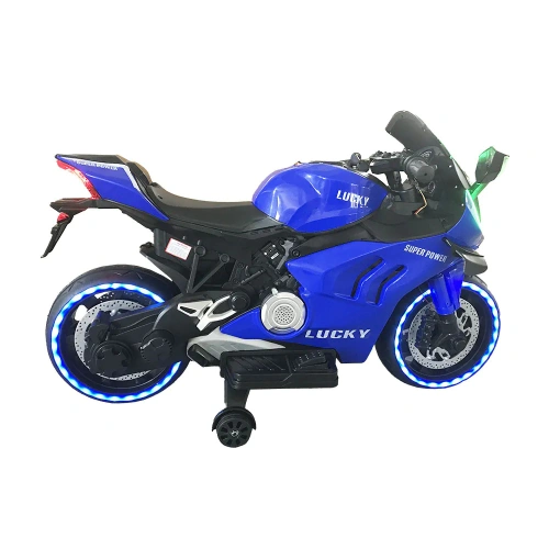 Детски син акумулаторен мотор със светлини и звуци 12V Lucky PAT65397
