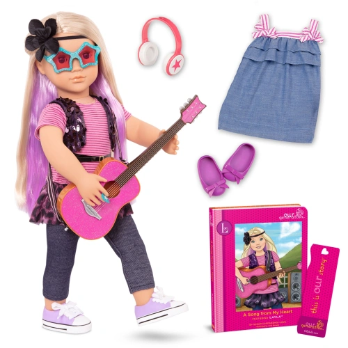 Детска играчка Кукла Battat, Лайла с аксесоари и книга 46 см PAT65867