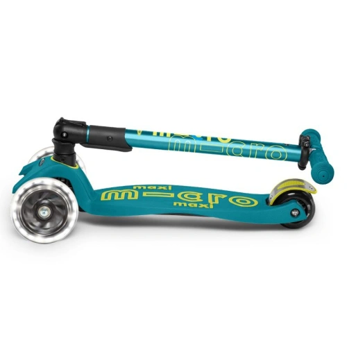 Детска тротинетка Maxi Deluxe Foldable LED Petrol Green PAT65967
