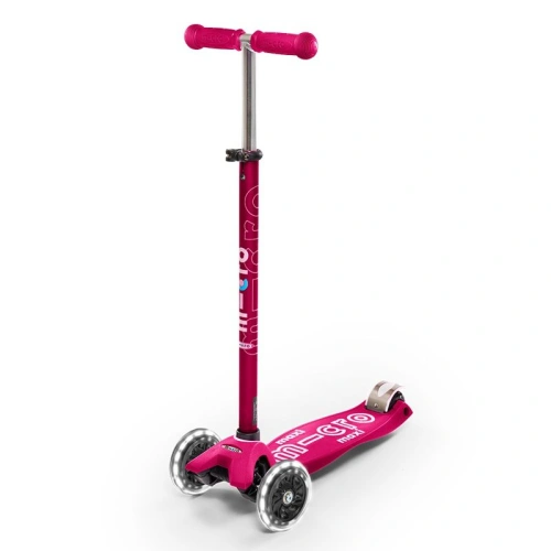 Детска розова тротинетка с 3 колела Maxi Deluxe LED Pink PAT65974