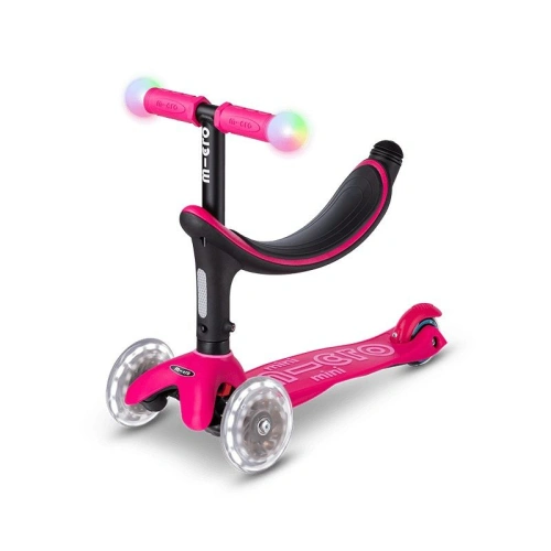 Детска тротинетка с 3 колела Mini2Grow Deluxe Magic LED Pink PAT65994