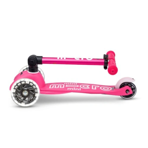 Детска розова тротинетка Mini Deluxe Fold. LED Pink PAT66022