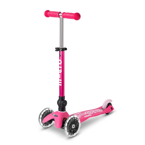 Детска розова тротинетка Mini Deluxe Fold. LED Pink PAT66022