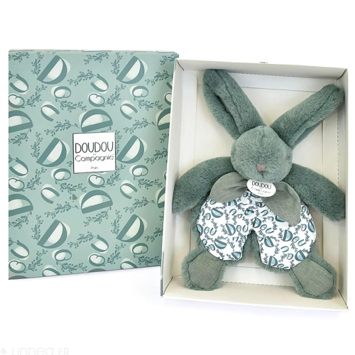 Бебешка плюшена играчка Заек за гушканe Sage green 18см PAT66137