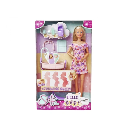 Кукла Бременна Стефи с растящ корем и бебе Hello Baby PAT66804