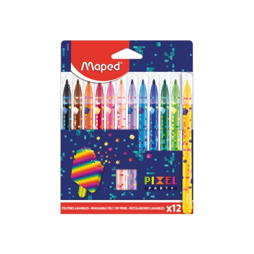 Комплект 12 цвята детски флумастери Color peps Pixel Party PAT67013