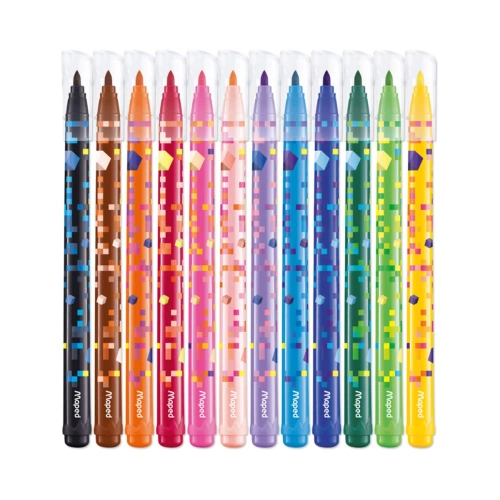 Комплект 12 цвята детски флумастери Color peps Pixel Party PAT67013