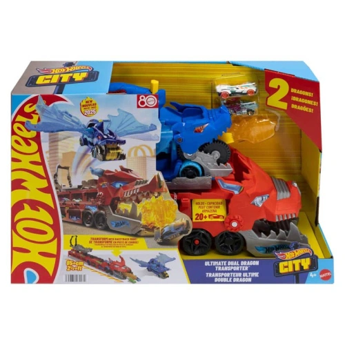 Детски игрален сет Hot Wheels City Двоен Транспортьор Дракон PAT67034