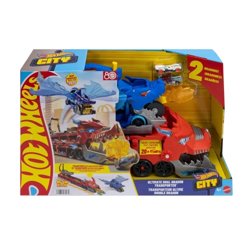 Детски двоен транспортьор дракон Hot Wheels City PAT67079