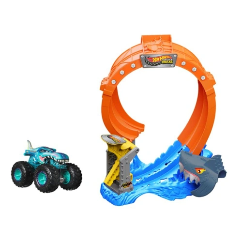 Детска писта Hot Wheels Monster Trucks Spiral Shark Smash PAT67141