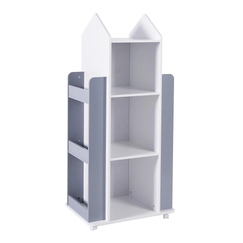 Детска дървена секция на 4 нива с рафтове Rocket White/Gray PAT67204