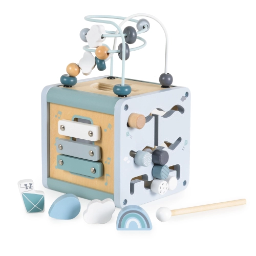 Бебешки дървен активен куб W11B316-син PAT67361