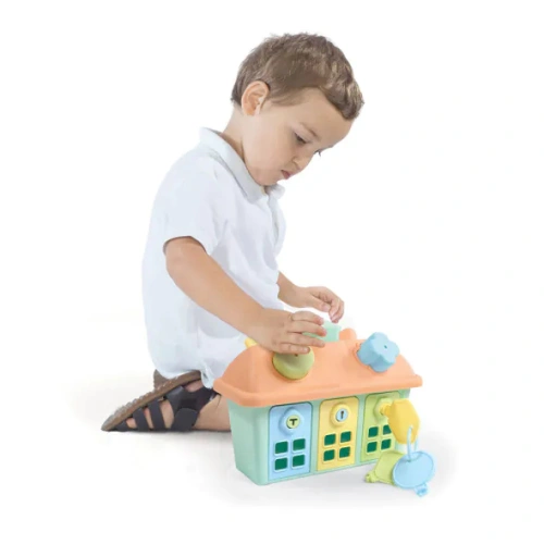 Образователна играчка Къща сортер Happy House Пастел PAT67451