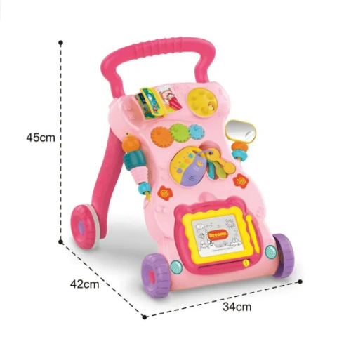 Детска розова музикална проходилка с дъска за рисуване PAT67987