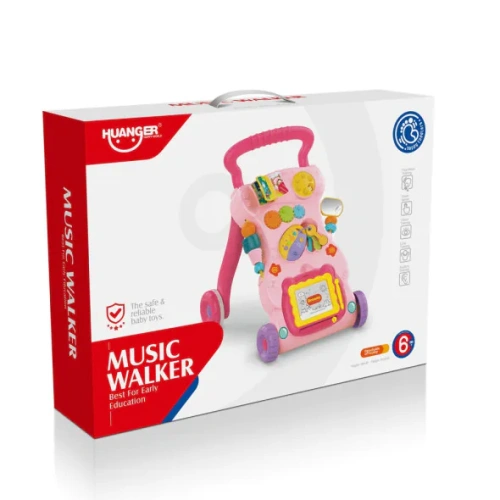 Детска розова музикална проходилка с дъска за рисуване PAT67987