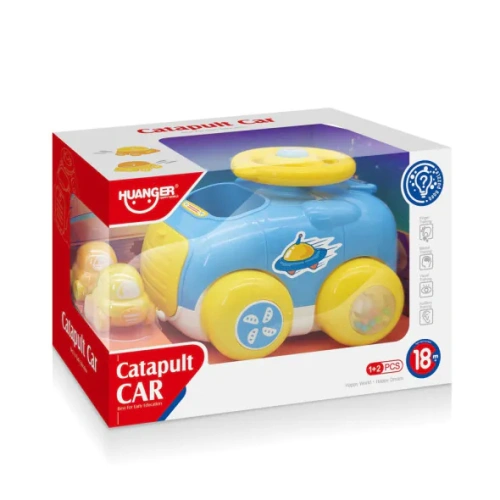 Бебешка занимателна играчка Синя кола Катапулт PAT67990
