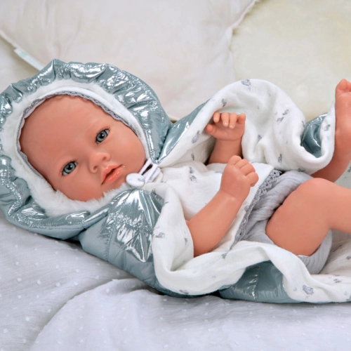 Кукла-бебе Бория с блестящо сиво одеялце и биберон 38 см PAT68355