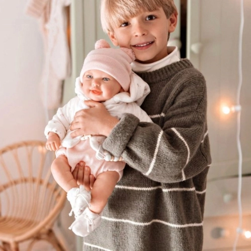 Кукла-бебе Елба в розово вълнено боди с аксесоари 45см PAT68358