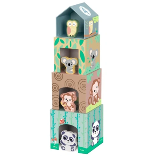 Детски картонени кубчета с дървени животни PAT68755