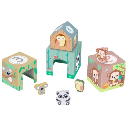 Детски картонени кубчета с дървени животни PAT68755