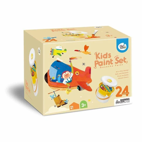Детски комплект 24 цвята с четки и палитра Гваш бои PAT68827