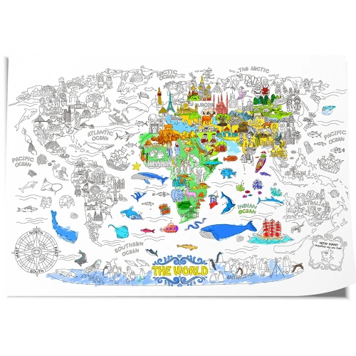 Детски гигантски плакат за оцветяване Карта на света PAT68828