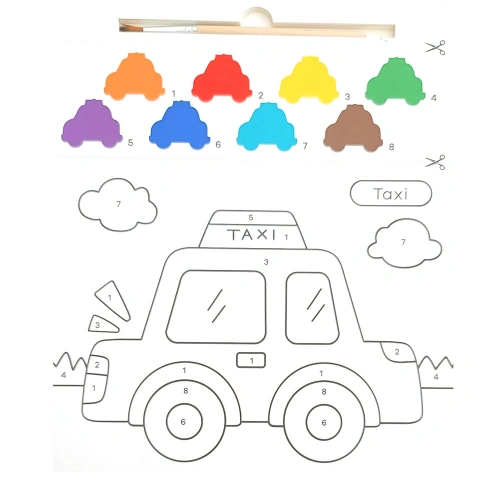 Детска книжка за оцветяване с водни бои Превозни средства PAT68835