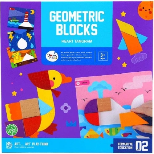 Задачи с цветни геометрични дървени фигури Танграм сърце PAT68888