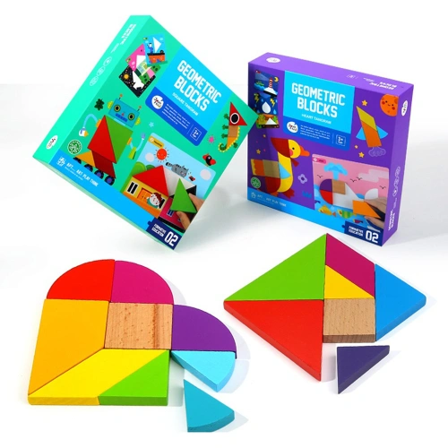 Задачи с цветни геометрични дървени фигури Танграм сърце PAT68888