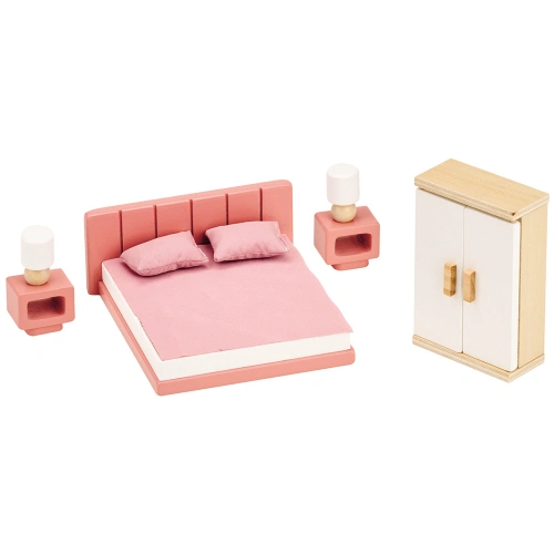 Детски дървени мебели за игра Розова спалня 9 части PAT68930